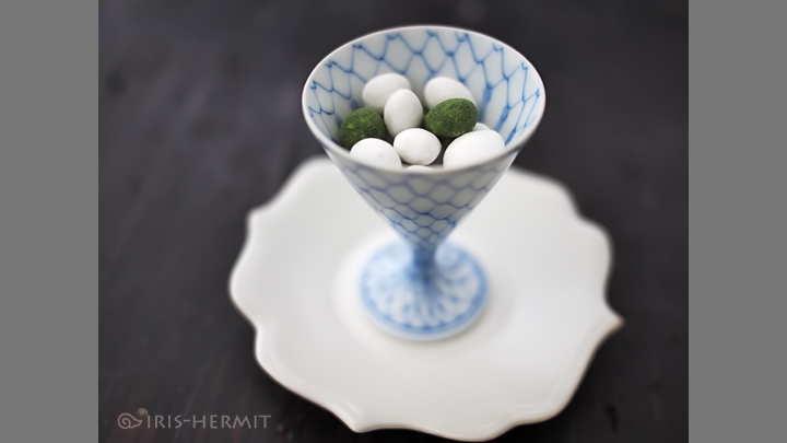 染付網瓔珞京高台盃